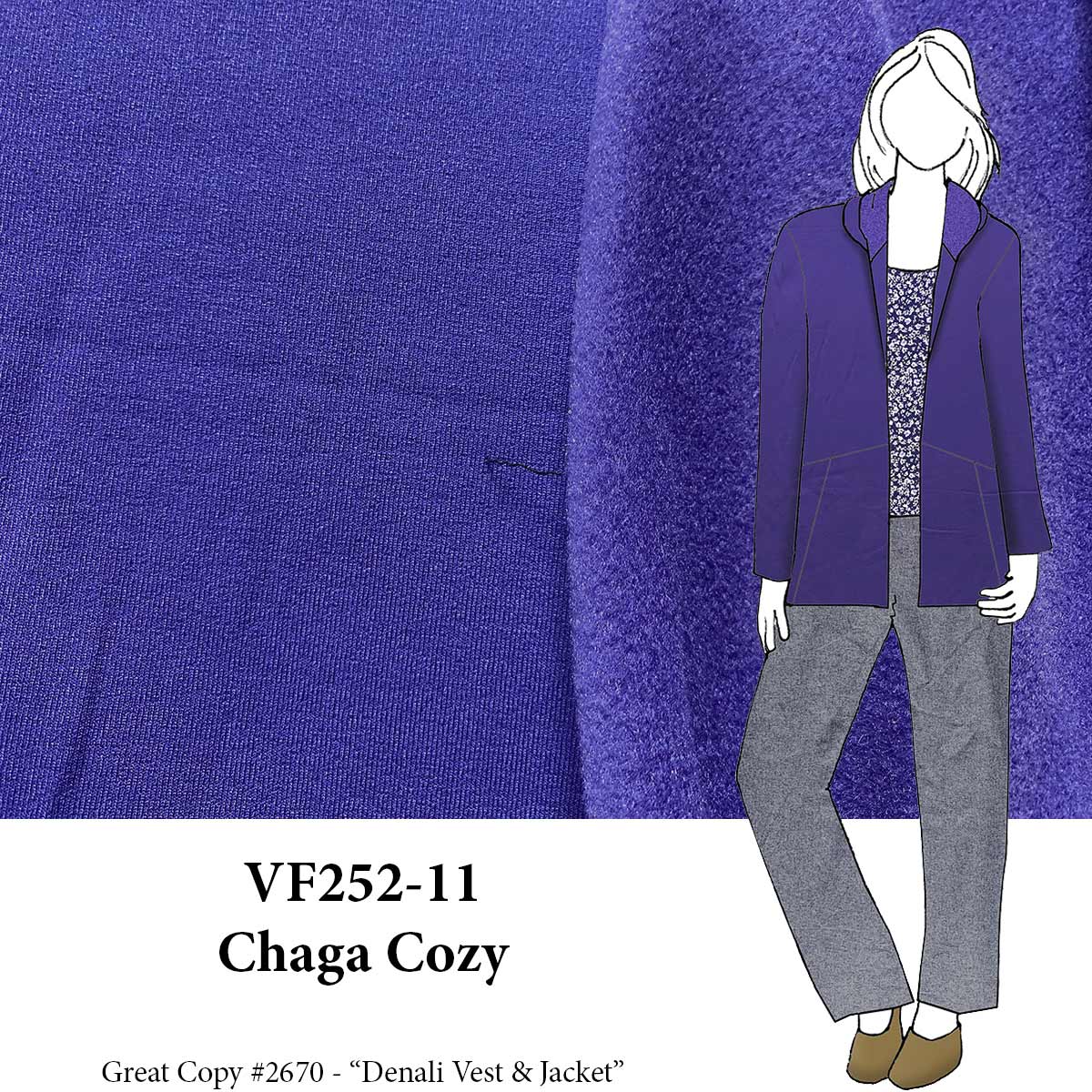 VF252-11 Chaga Cozy - 68" Purple Water-repellent Extra-wide Sweatshirt Fleece Fabric