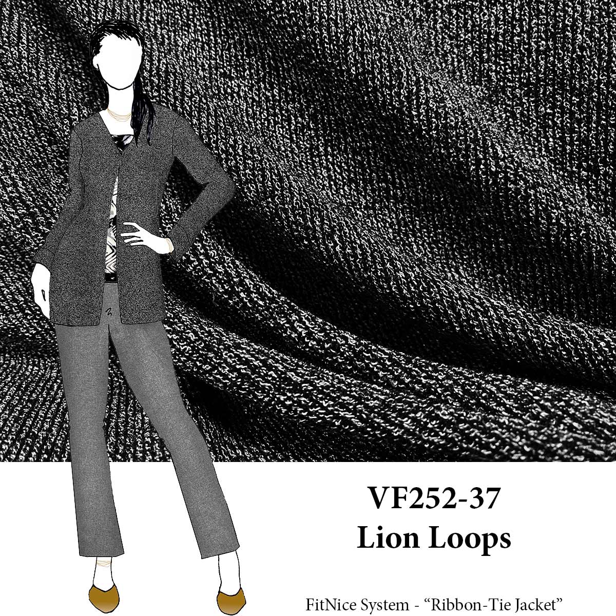 VF252-37 Lion Loops - Black and White Bouclé Looped 200GSM Sweater Knit Fabric from Telio