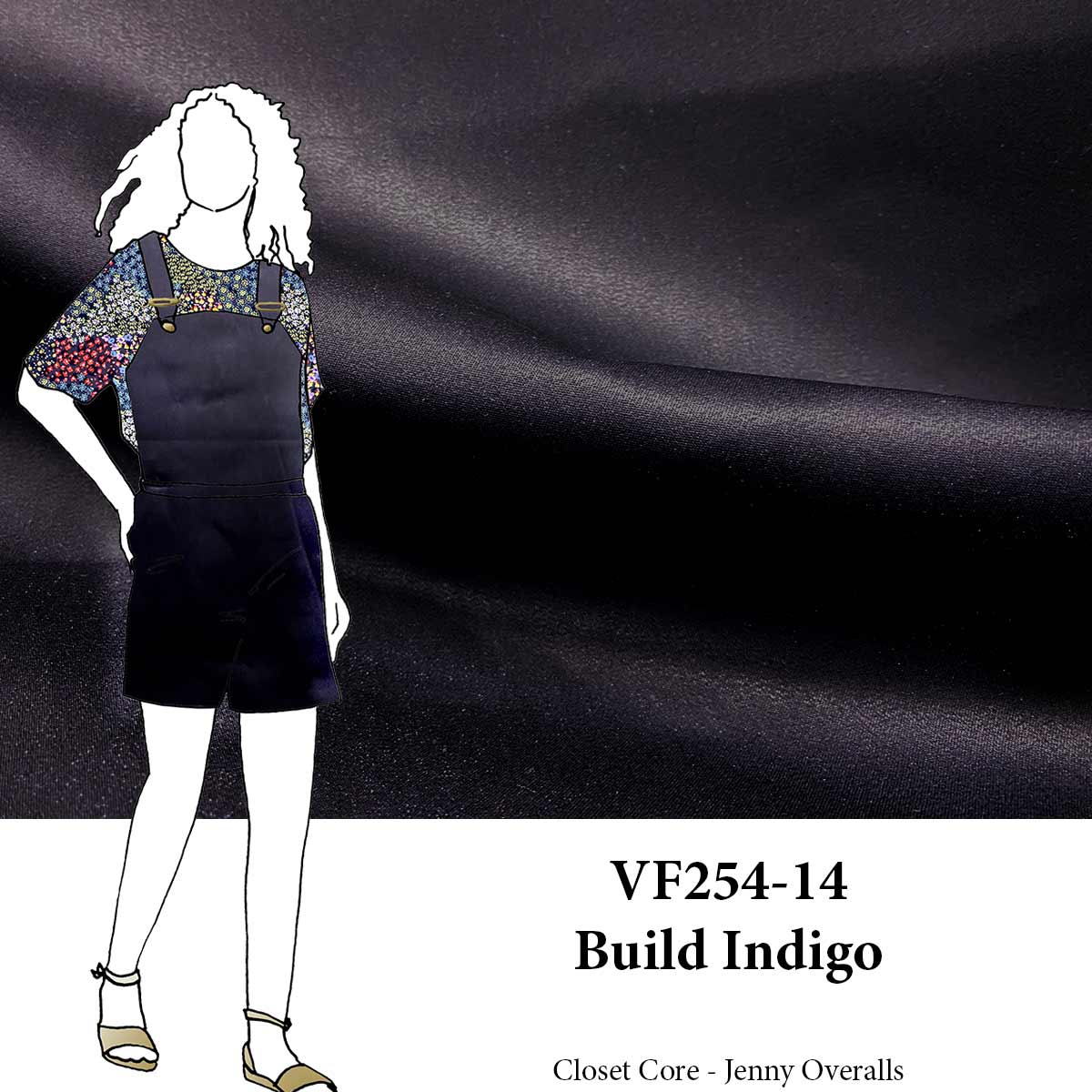 VF254-14 Build Indigo - Smooth and Dark Stretch Denim Fabric