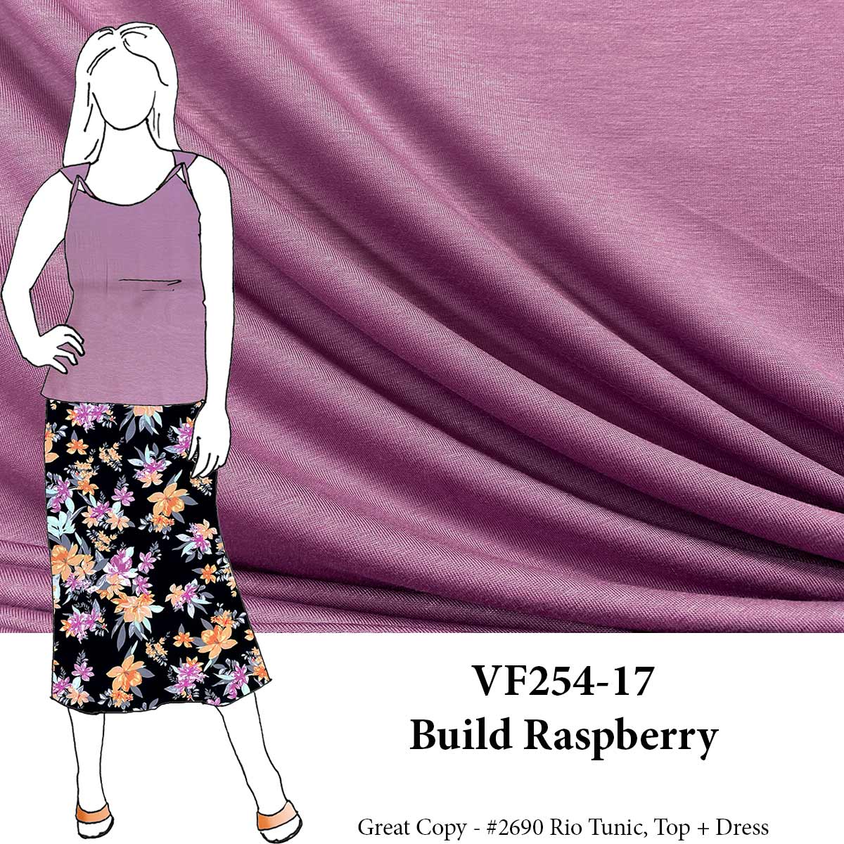 VF254-17 Build Raspberry - Soft and Drapeable 65” wide Modal Rayon Jersey Knit Fabric