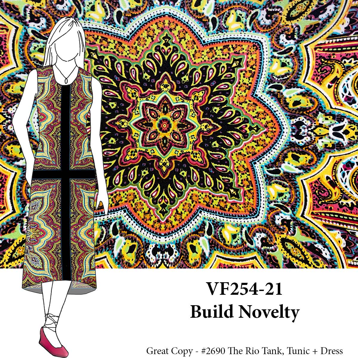 VF254-21 Build Novelty - Bold Border Print ITY Knit Fabric