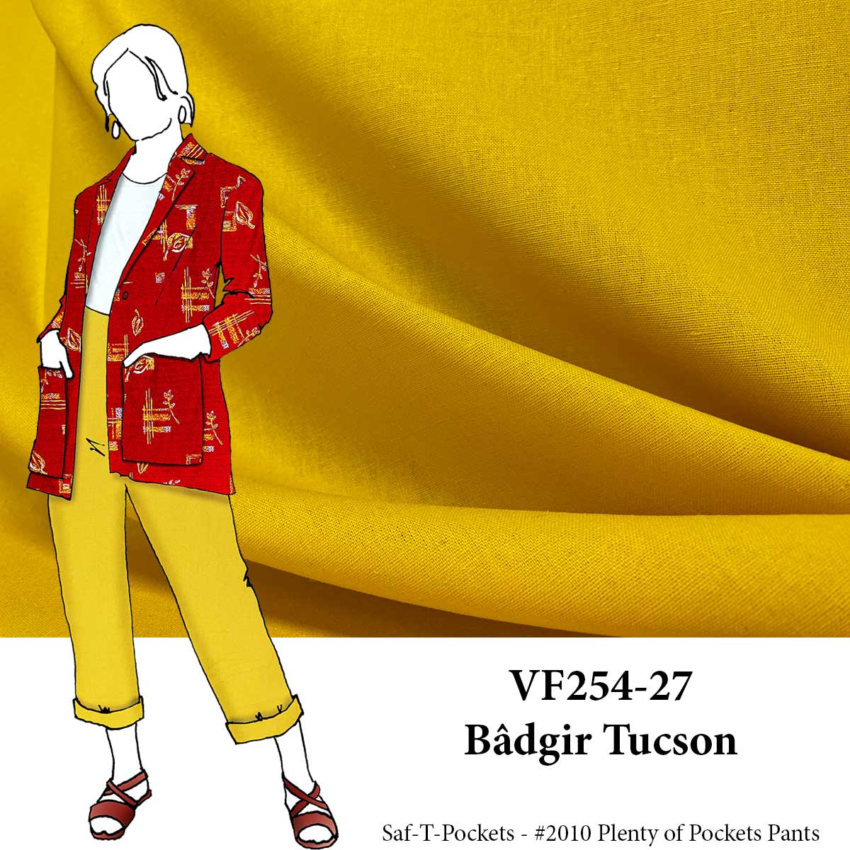 VF254-27 Bâdgir Tucson - Golden Linen-Cotton Blend Fabric