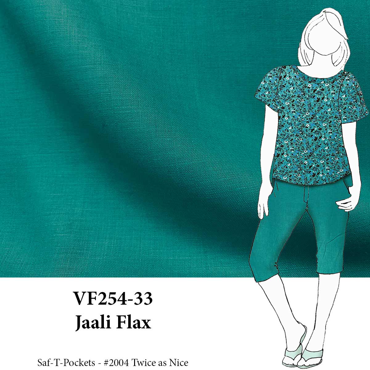 VF254-33 Jaali Flax - Jade 5oz European Linen Fabric