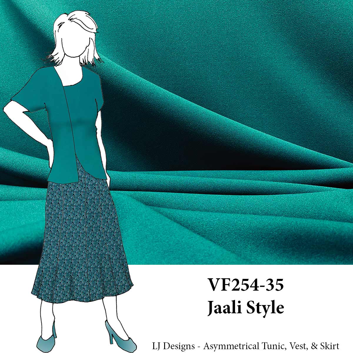VF254-35 Jaali Style - Jade 240GSM Techno Crepe Scuba Ponte Knit Fabric