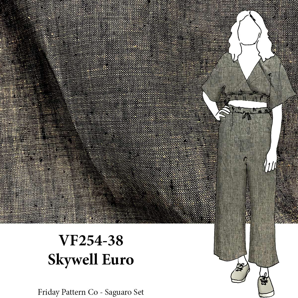 VF254-38 Skywell Euro - Navy and Light Taupe 5oz Linen Fabric