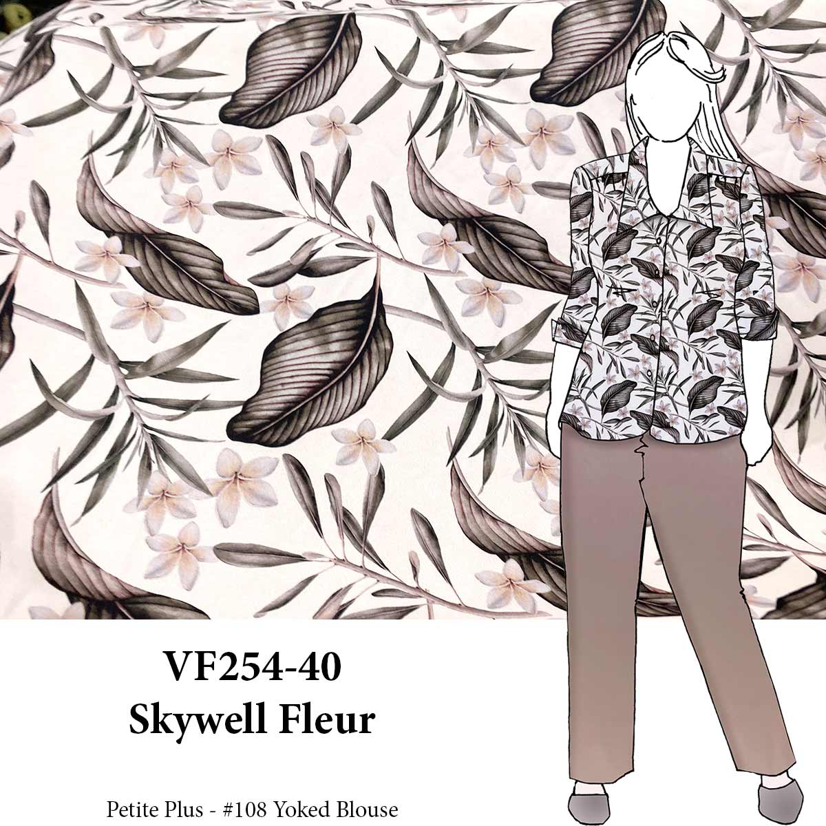 VF254-40 Skywell Fleur - Blush and Mauve Digital Peachskin Print Fabric