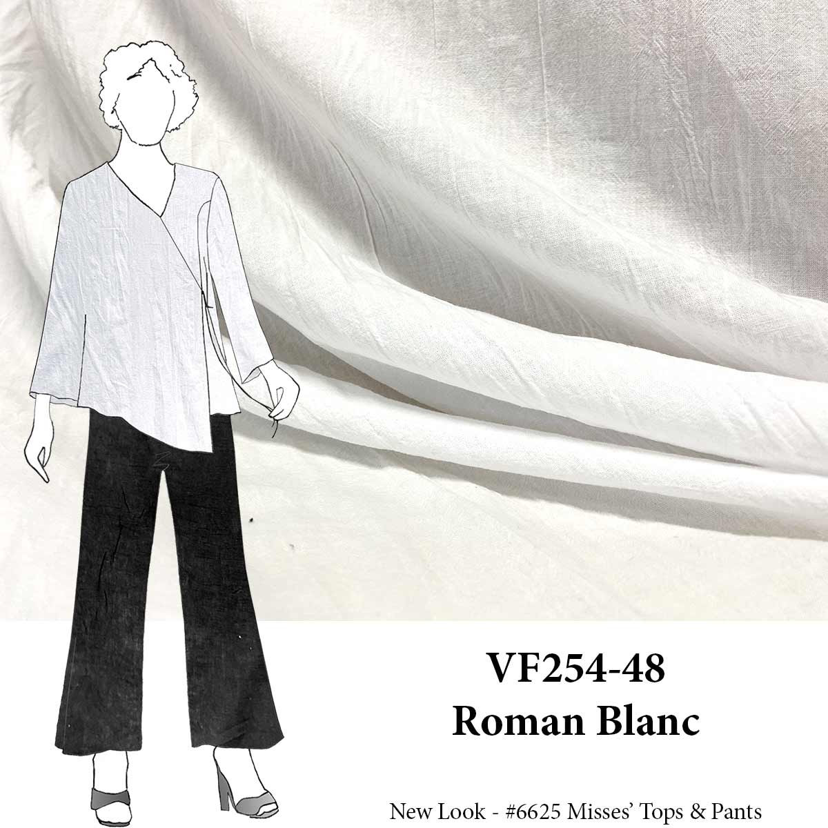 VF254-48 Roman Blanc - White Cotton Kolkata Gauze Fabric