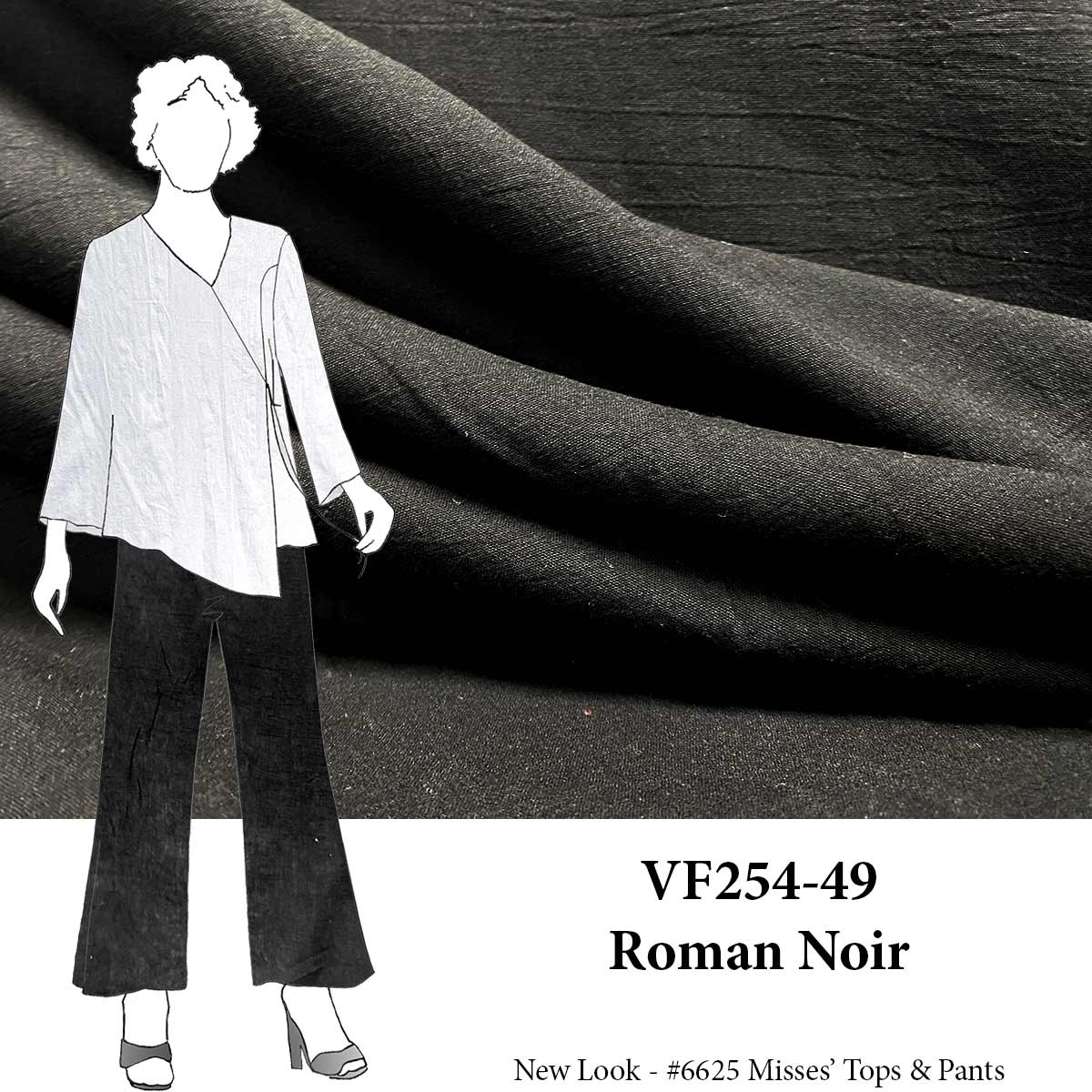 VF254-49 Roman Noir - Black Cotton Kolkata Gauze Fabric