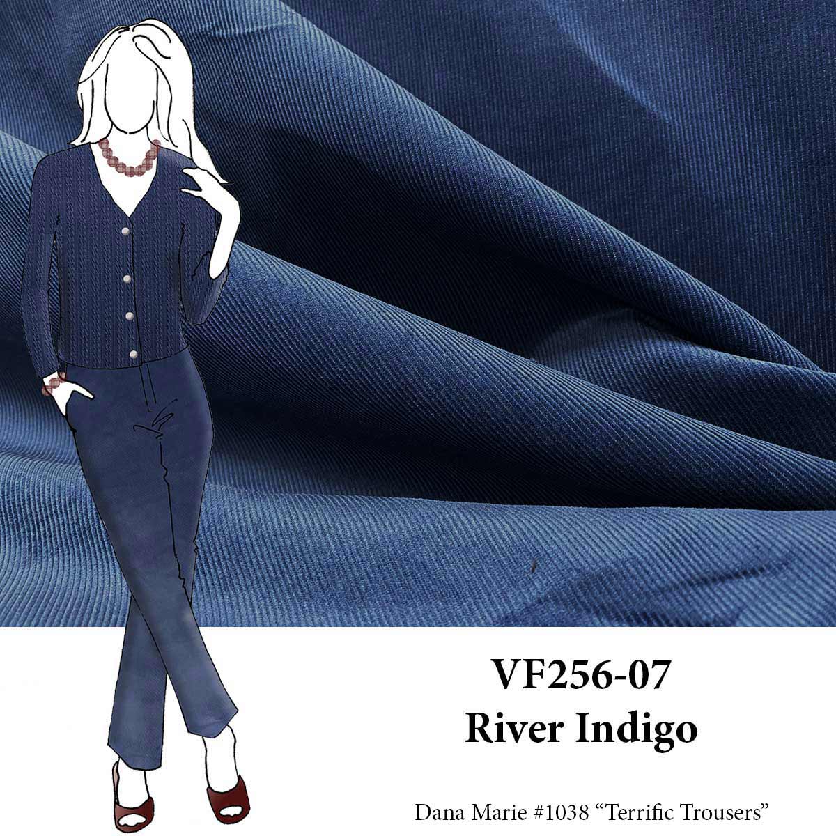 VF256-07 River Indigo - Dark Blue Cotton Corduroy Fabric