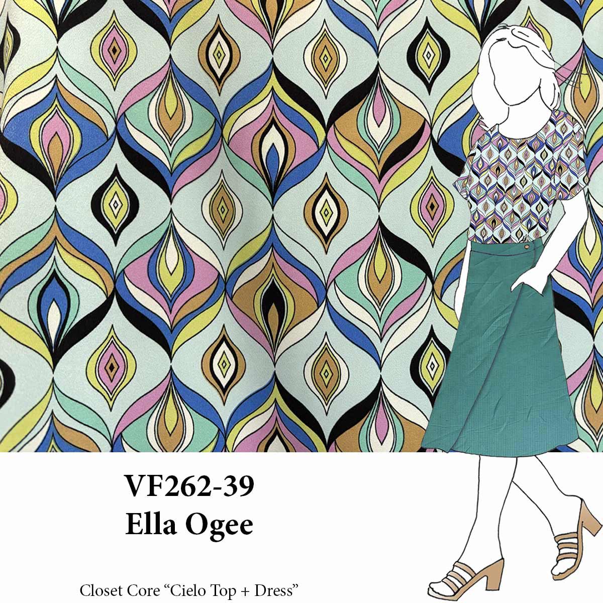 VF262-39 Ella Ogee - Colorful Polyester Charmeuse Fabric