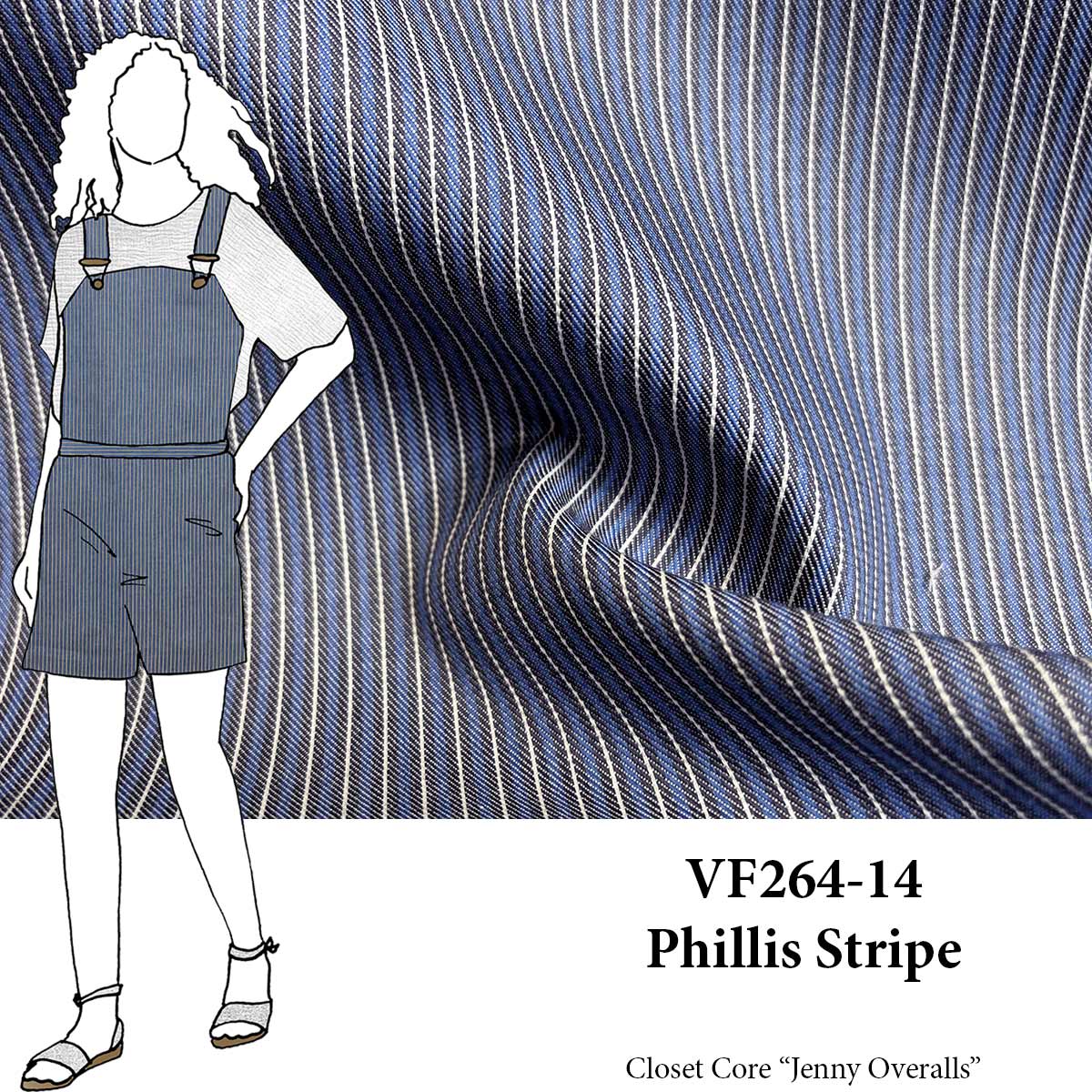 VF264-14 Phillis Stripe - Lightweight 66” French Denim Fabric