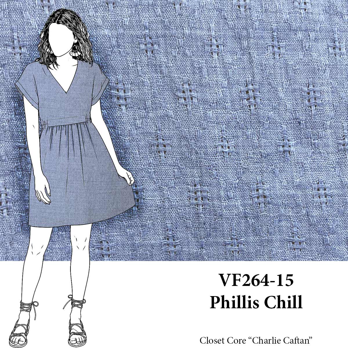 VF264-15 Phillis Chill - Pale Blue Crinkled Dobby Gauze Fabric
