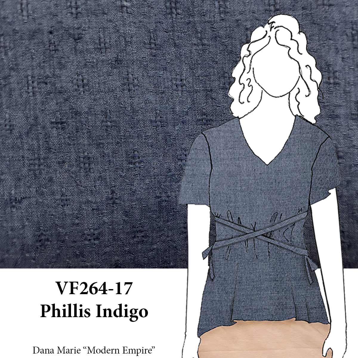 VF264-17 Phillis Indigo - Dk Blue Crinkled Dobby Gauze Fabric