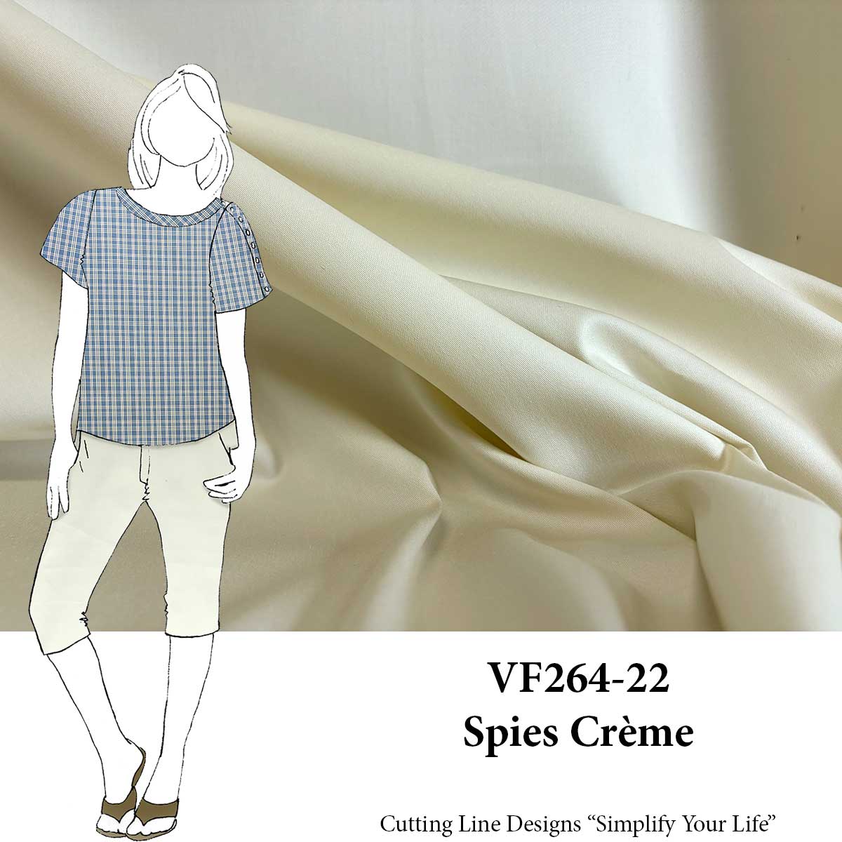 VF264-22 Spies Crème - French Vanilla Cotton Sateen Fabric