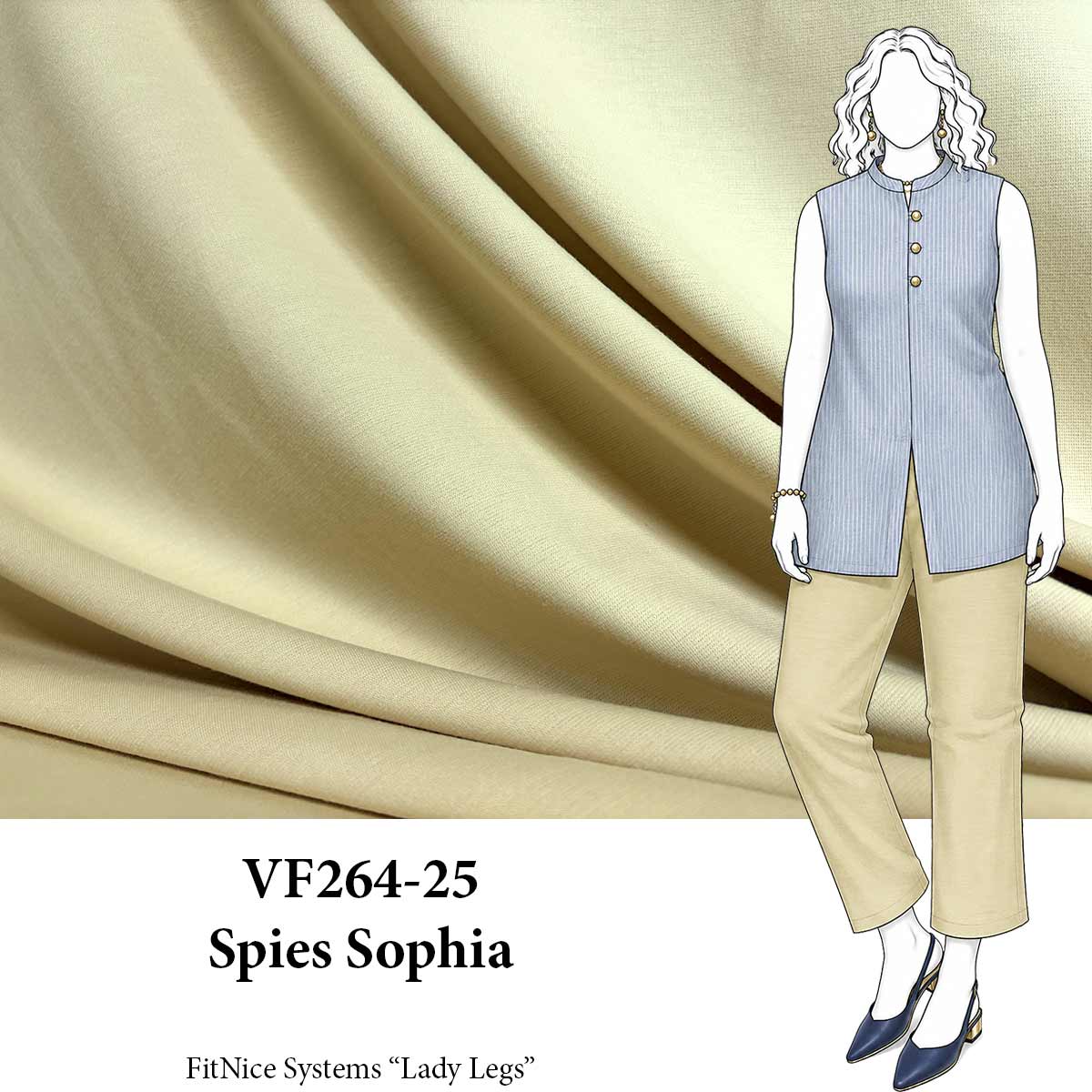 VF264-25 Spies Sophia - Buttercream Supple Ponte de Roma Fabric