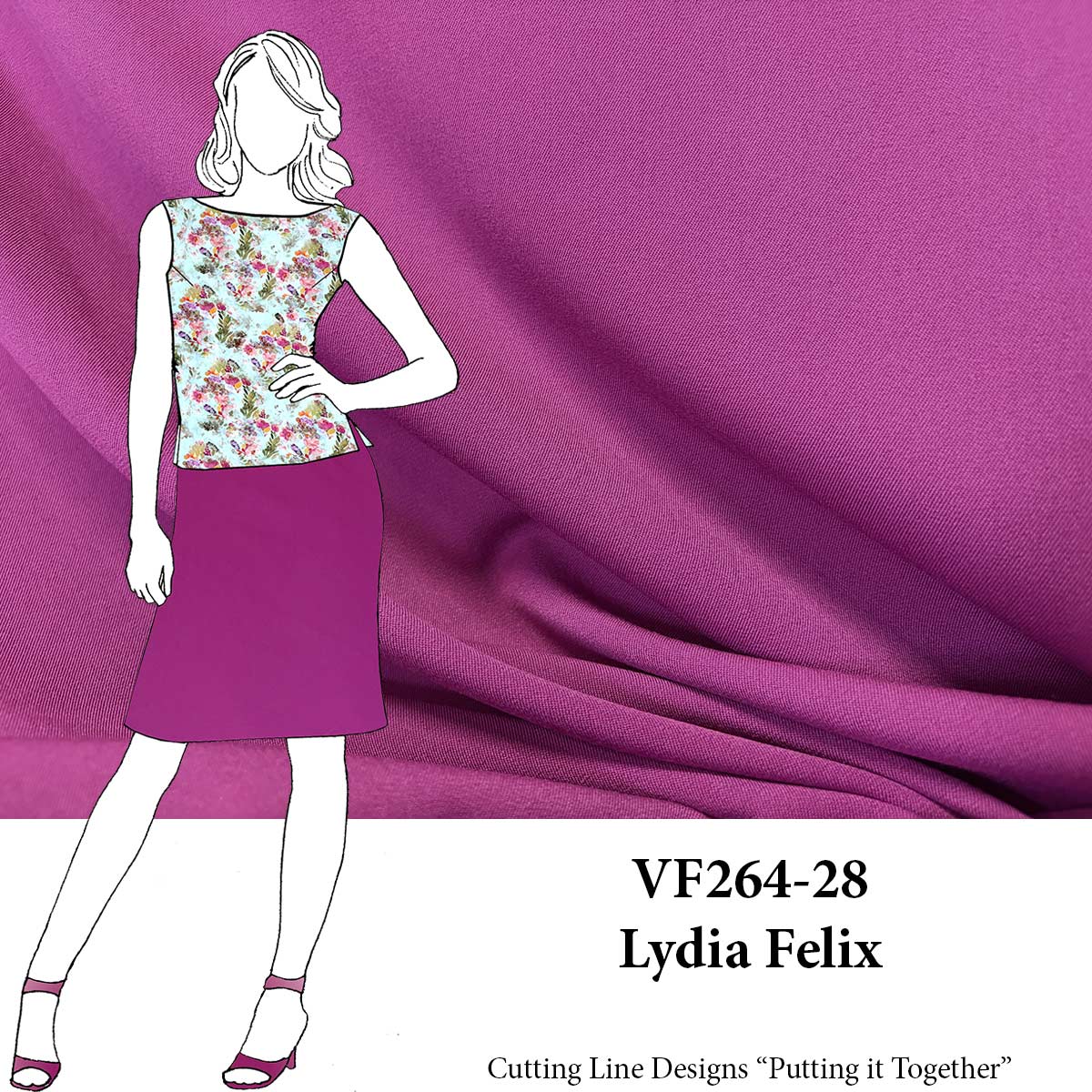 VF264-28 Lydia Felix - Dark Fuchsia Stretch Gabardine Fabric