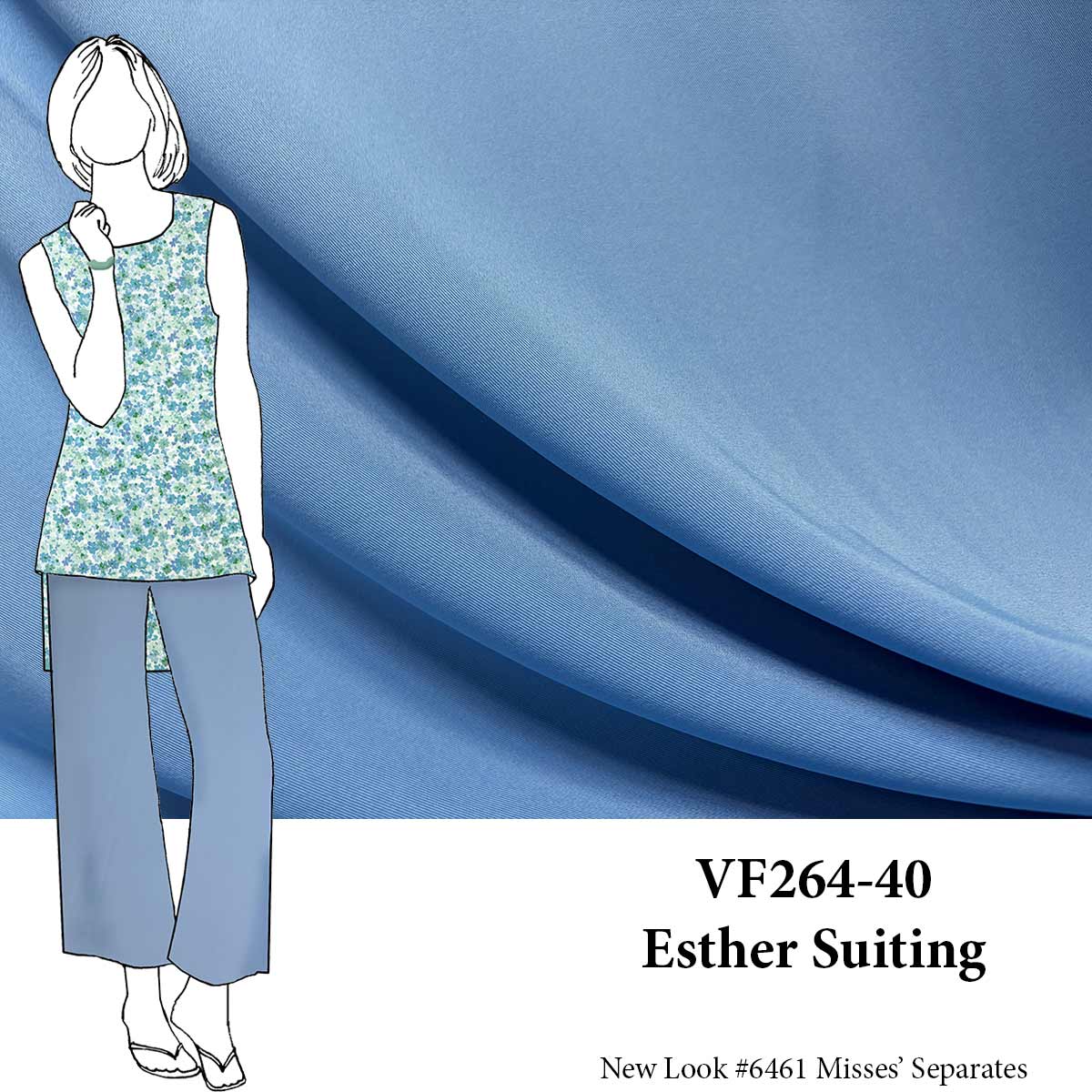VF264-40 Esther Suiting - Light Blue Stretch Micro-twill Fabric