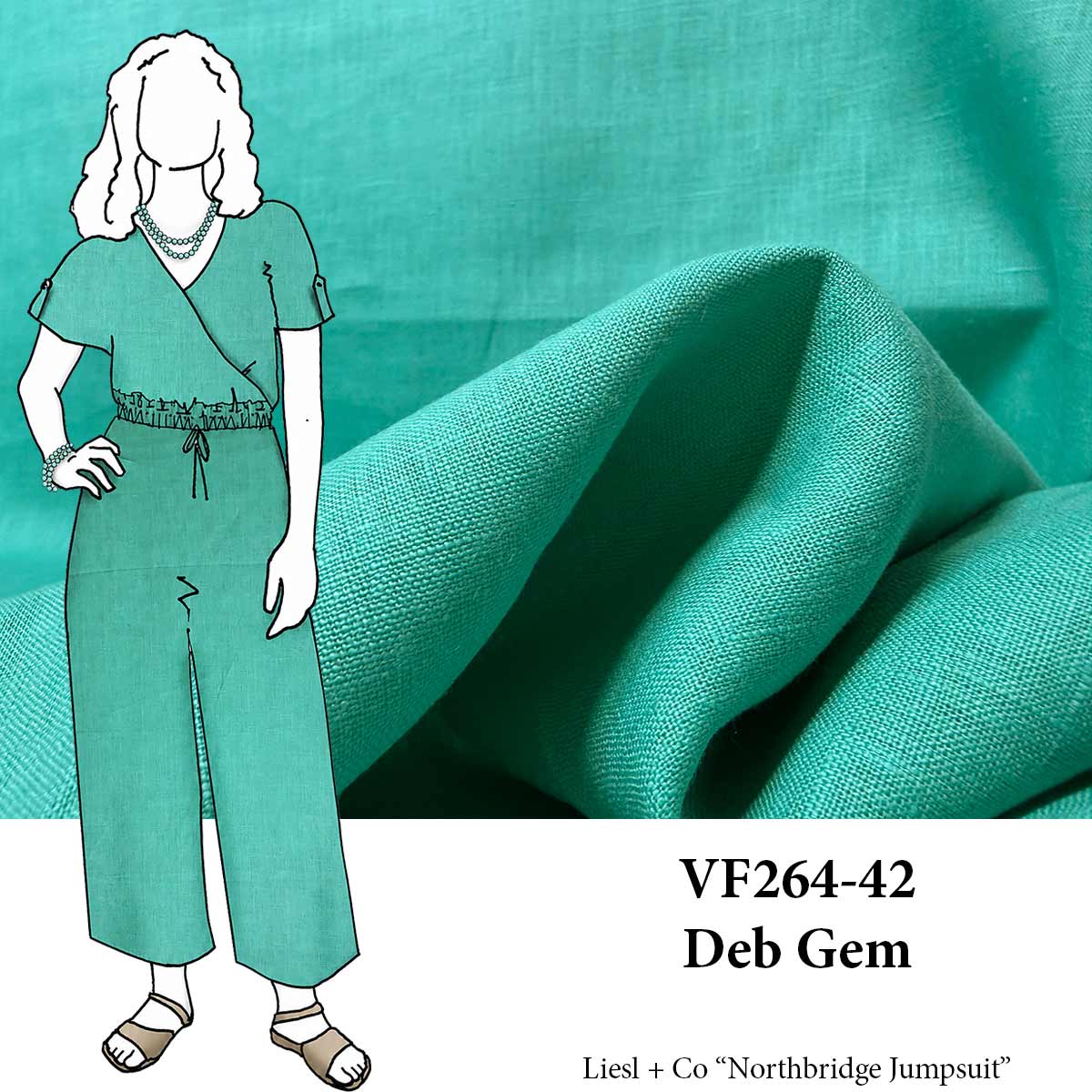 VF264-42 Deb Gem - Jade 5 oz 100% Linen Fabric