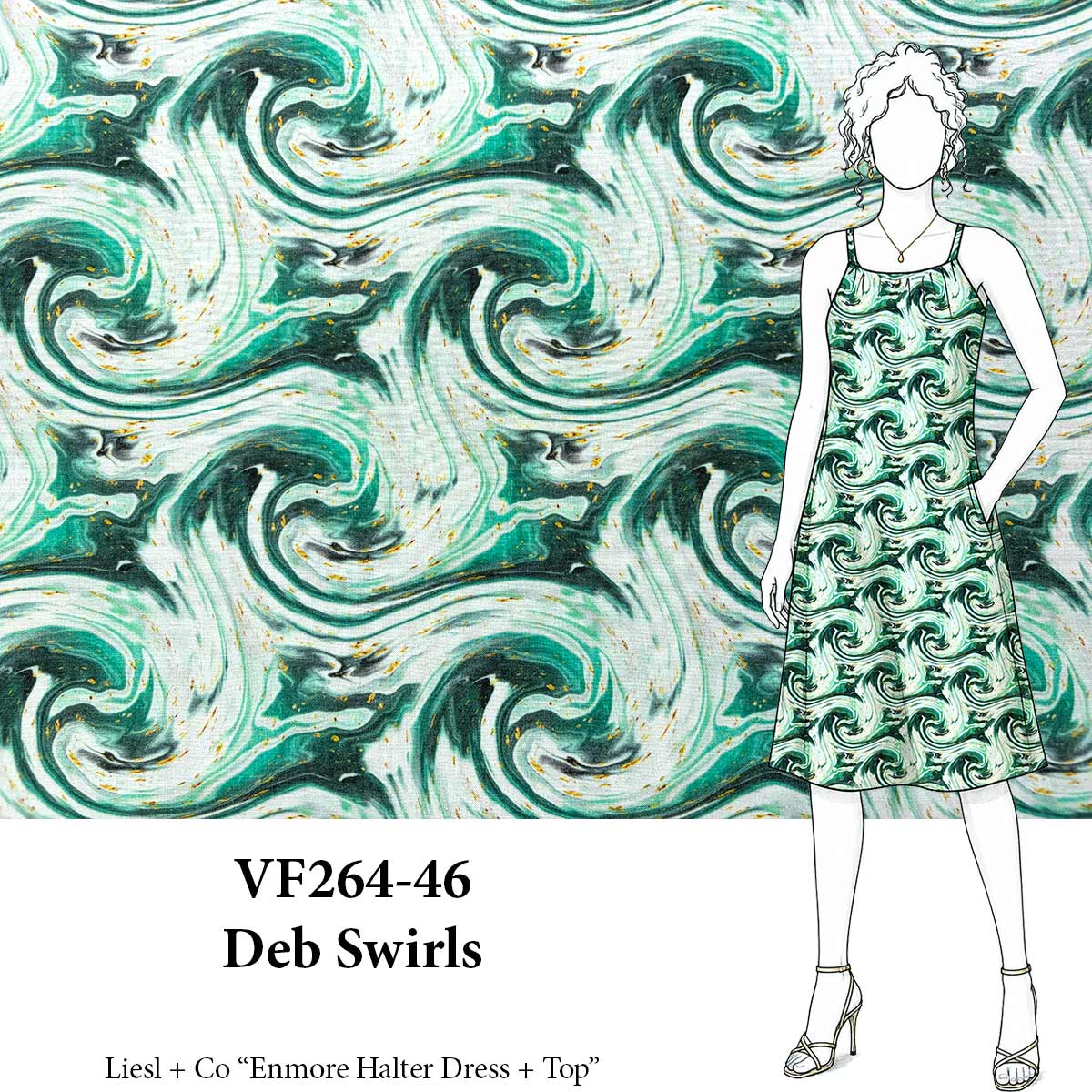 VF264-46 Deb Swirls - Digital Rayon Challis Fabric