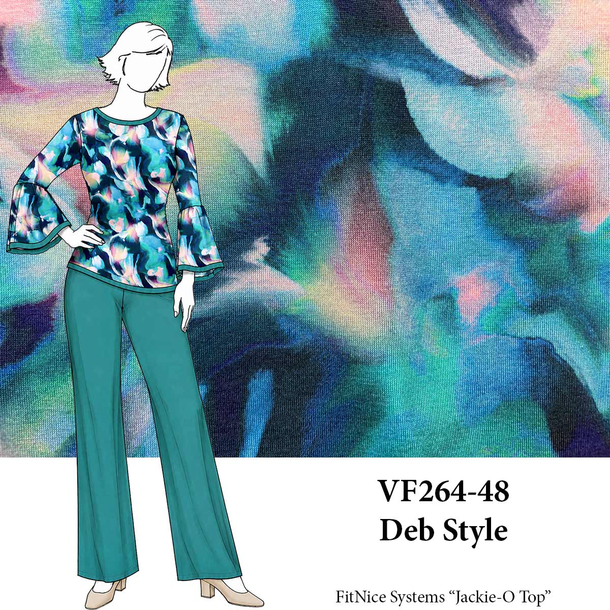 VF264-48 Deb Style - Stylized Floral Modal Jersey Fabric