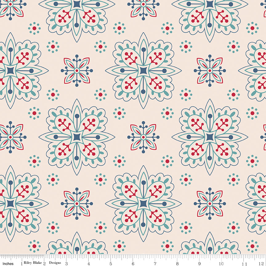 Americana Wide Quilt Backing Fabric by Lori Holt--WB16104-RAINDROP