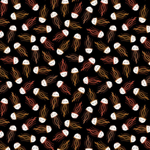 Water Babies Jellyfish Allover Black Sugarly Designs Studio E Cotton Fabric SE-6687-99