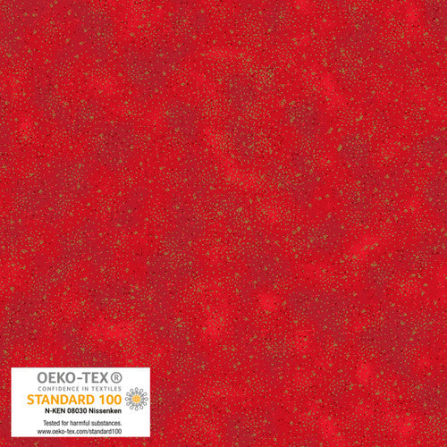 We love Christmas Spray Dots w/ Metallic Berry Gold STOF Blank Quilting Cotton Fabric BQ-4592M-414