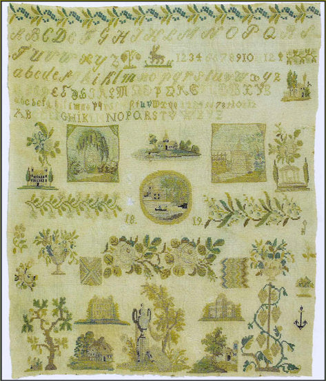 Weeping Willow & Rose Sampler by 1884 Stitchery