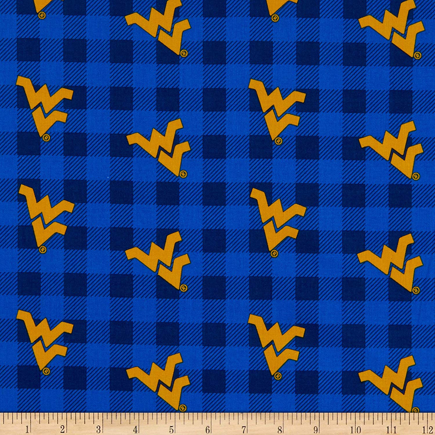 West Virginia Mountaineers NCAA College Buffalo Plaid Sykel Cotton Fabric WV-1207