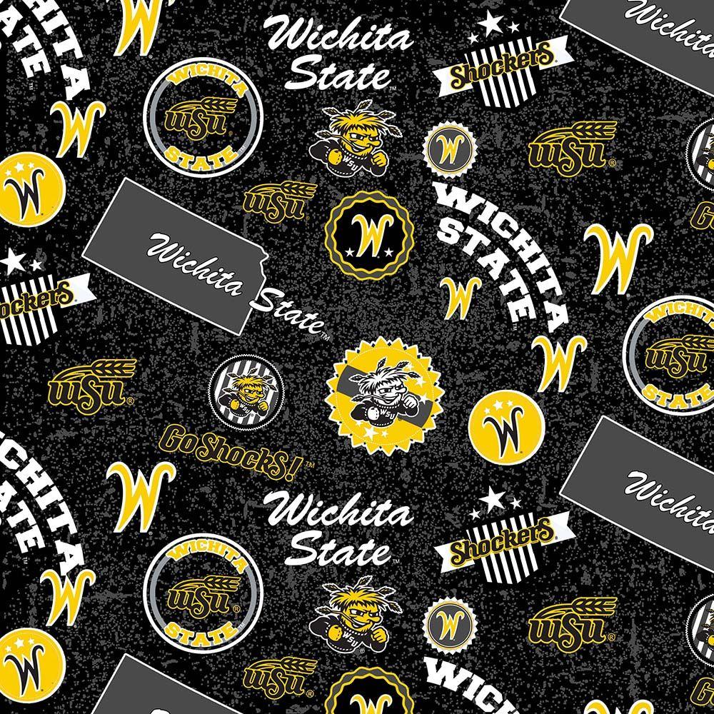 Wichita State Shockers NCAA College Home State Sykel Cotton Fabric WSU-1208