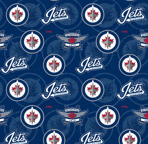 Winnipeg Jets NHL Hockey Tone on Tone Design Cotton Fabric NHL-1199-JET