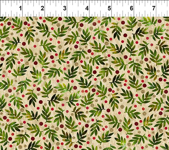 Winter Solstice II Twigs Beige Gold Metallic In the Beginning Fabric Cotton Fabric ITB-8WS-1M