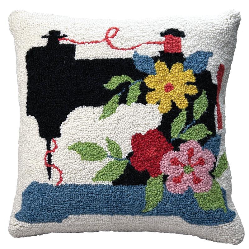 Wool Hook Pillow Sew Machine 16''x16'' designed by Moda H&G MD-99GY2324C16SQ