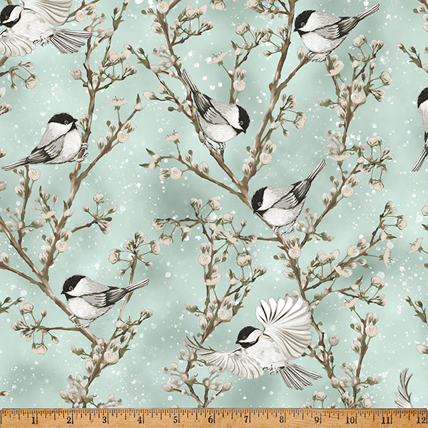 Cotton & Pine - Seafoam Silver Metallic 25556-79 - Quilting Fabric