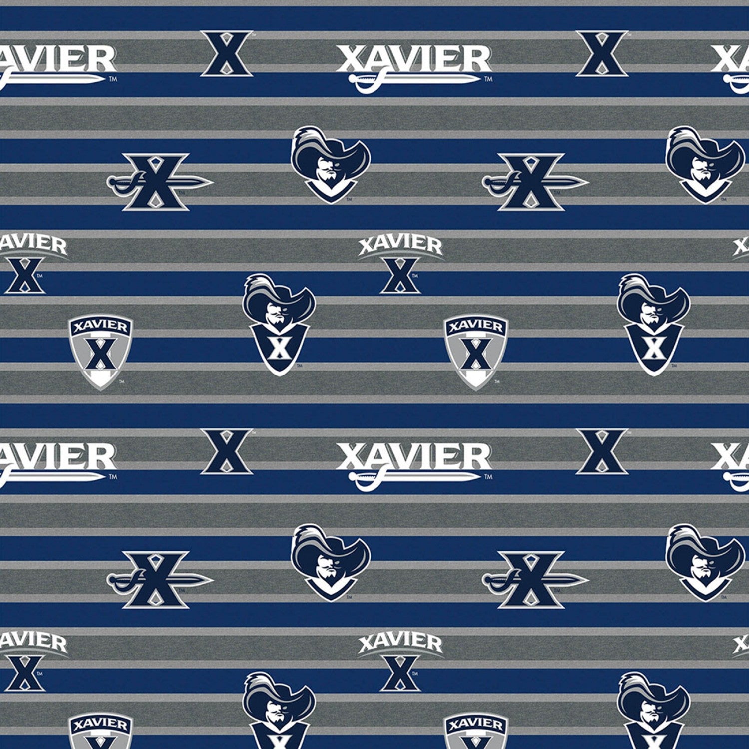 Xavier Musketeers NCAA College Polo Stripe Sykel Cotton Fabric XAV-1133