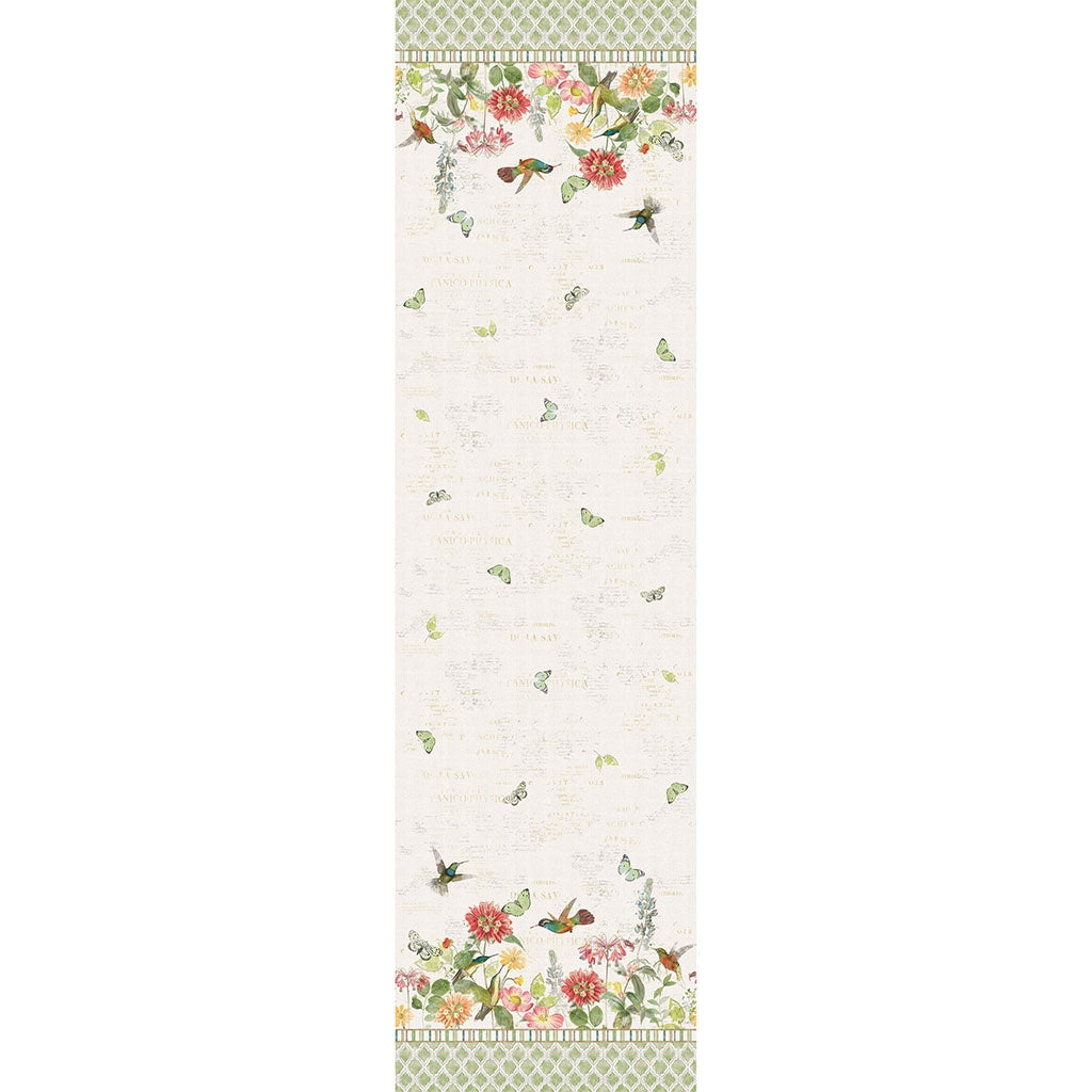 Hummingbird Days Digital Double Border Light Cream quilting cotton fabric by Kate Pertiet for Clothworks
