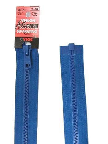 YKK Separating Zipper - One Way Opening, 18" - #557 Rocket