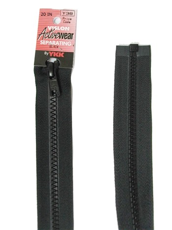 YKK Separating Zipper - One Way Opening, 20" - #580 Black