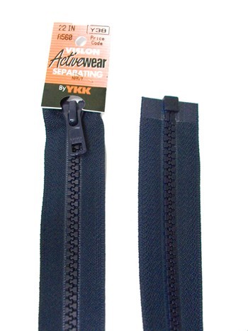 YKK Separating Zipper - One Way Opening, 24" - #560 Navy