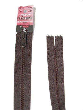 YKK Separating Zipper - One Way Opening, 24" - #570 Sable