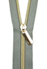 Sallie Tomato #5 Zippers by The Yard, Grey/Gold