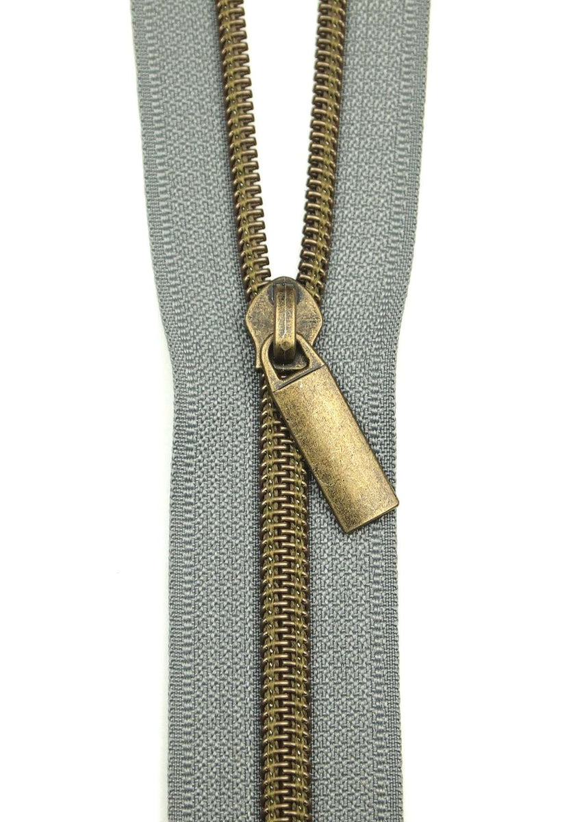 Zippers By The Yard Grey Tape Antique Teeth #5
