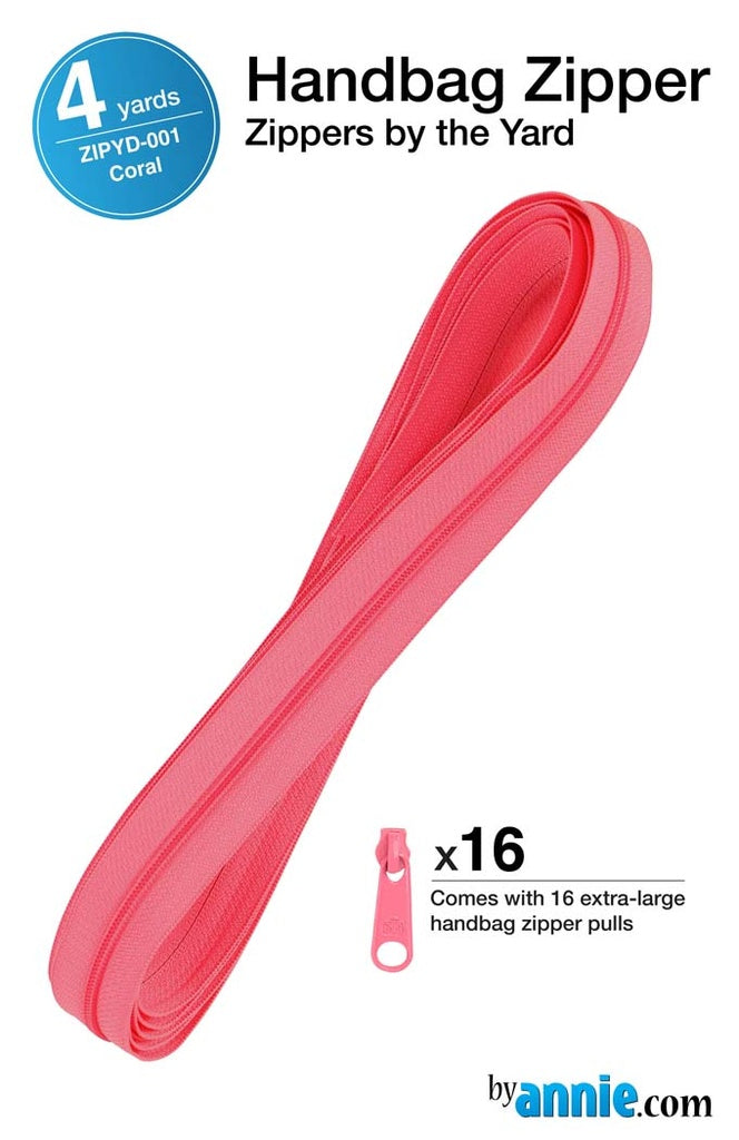 ByAnnie™ Zippers by the Yard - All Colors | #4.5 Handbag Zipper Tape with 16 Pulls