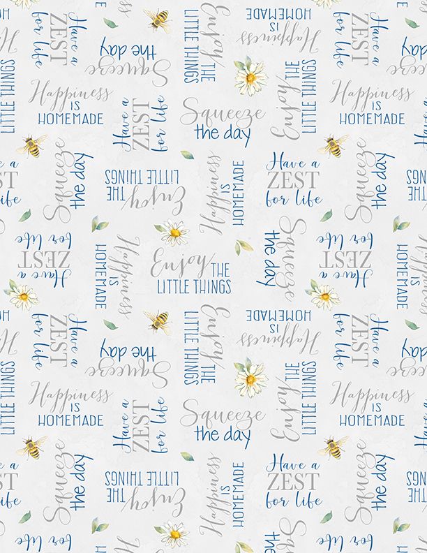 Zest Life Word Toss Grey Cynthia Coulter Wilmington Prints Cotton Fabric WP-3063-19158-994