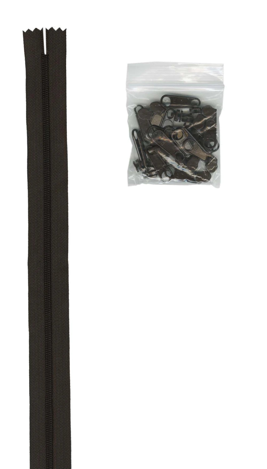 Zipper Chain 4yrds and 16 Extra-Large Coordinated Pulls Sable Brown By Annie BYA-ZIPYD-145