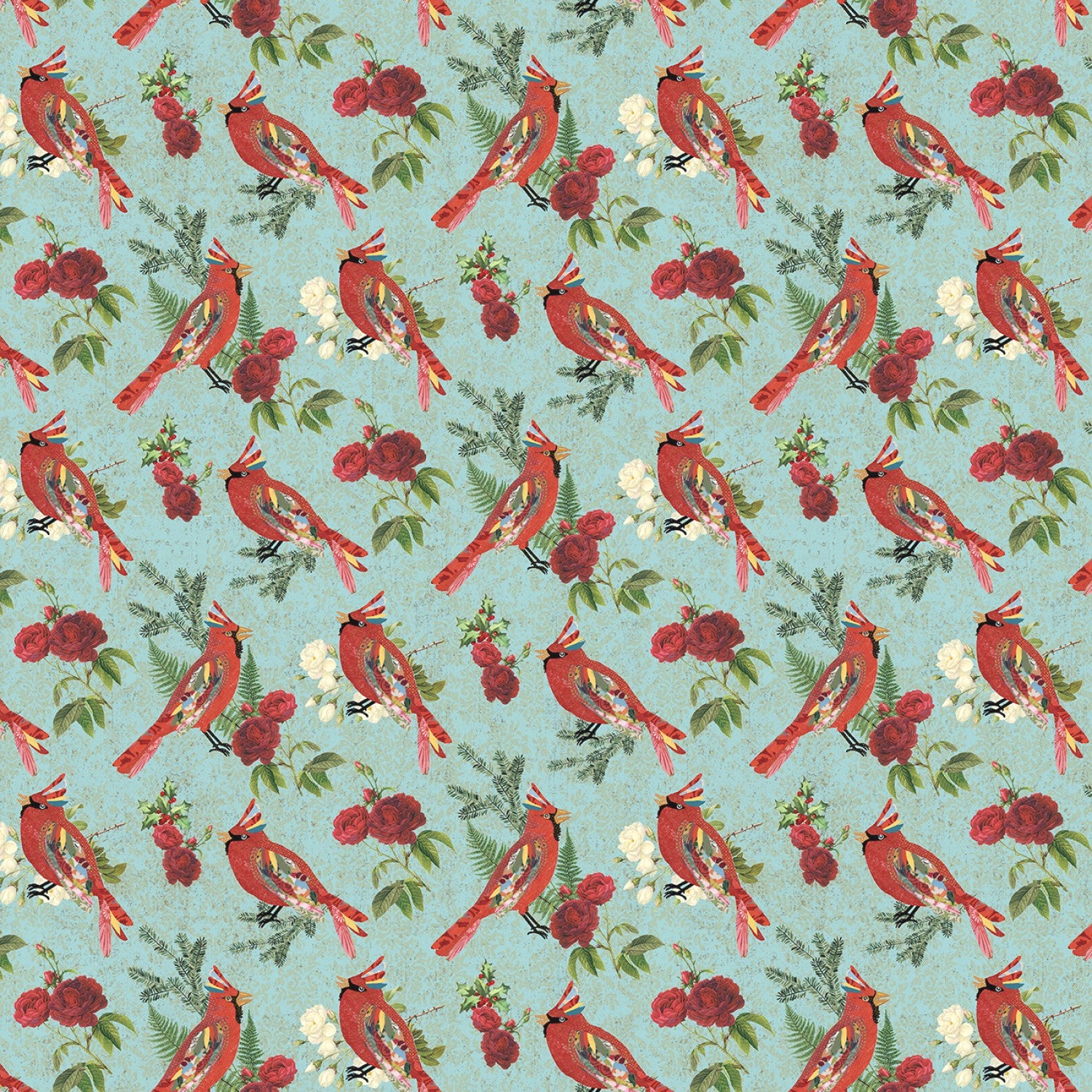 Christmas Magic 13122-83 Treasured Cardinal Turquoise - Fat Quarter