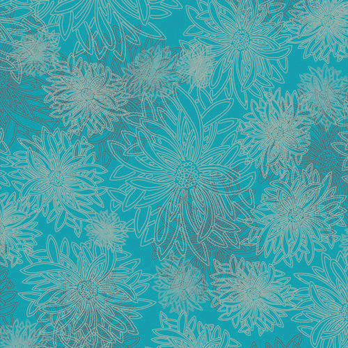 Floral Elements FE-511 Capri Blue - Fat Quarter