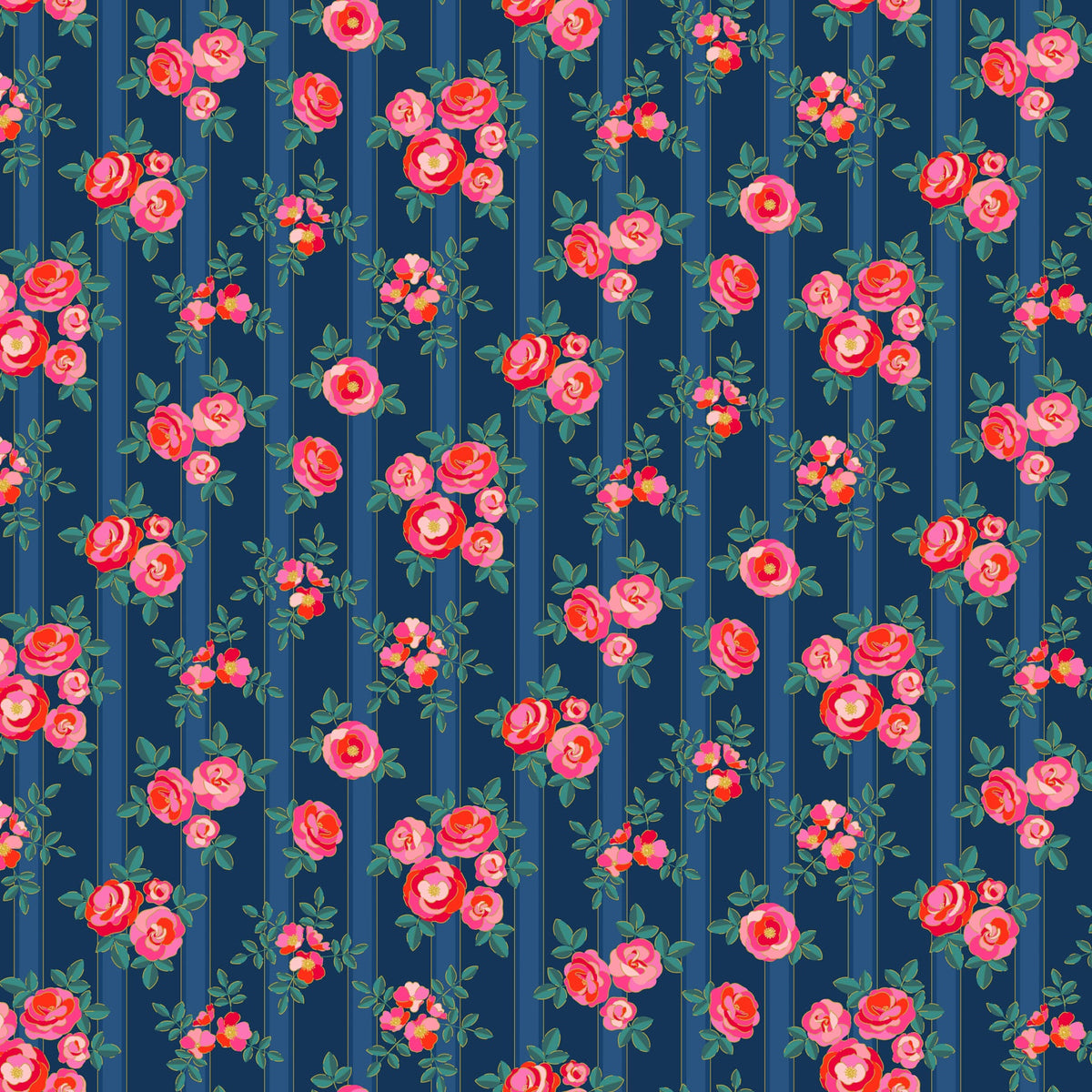 Florescence Chintz Rose Navy fabric | Pippa Shaw