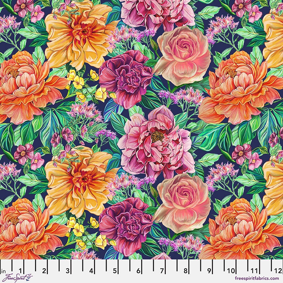 Amber Bouquet on Royal fabric | In Full Bloom fabric collection