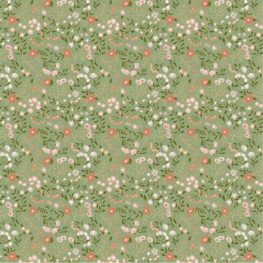 Promise Me Green From My Heart Yardage by Michal Marko for Poppie Cotton Fabrics